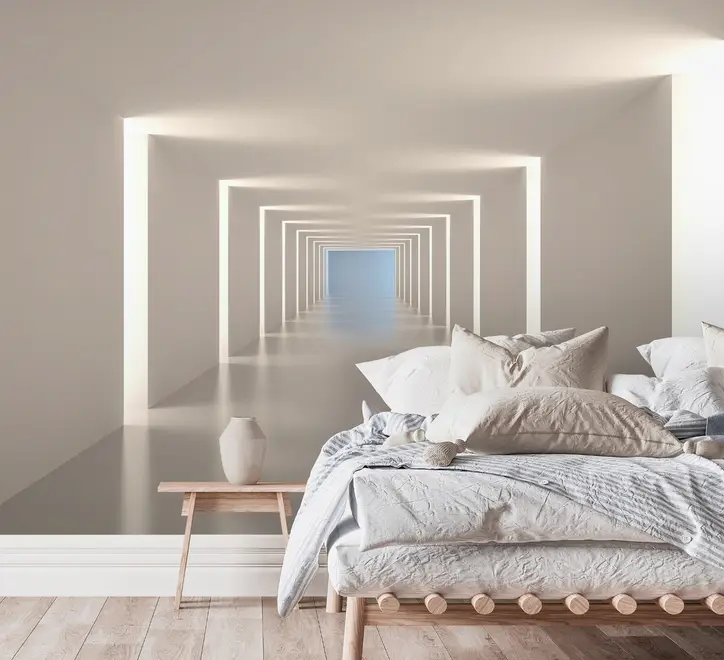 3D Look Illustrational Abstract White Corridor Wallpaper Mural