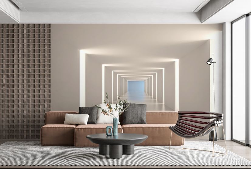 3D Look Illustrational Abstract White Corridor Wallpaper Mural