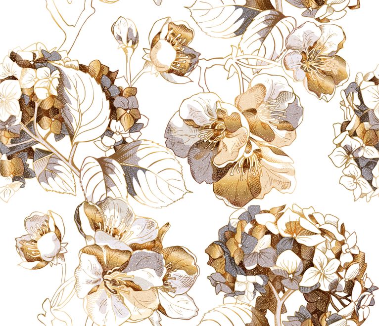Whitish Floral Wallpaper Mural