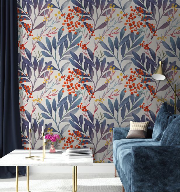 Twigs and Leaves Wallpaper Mural