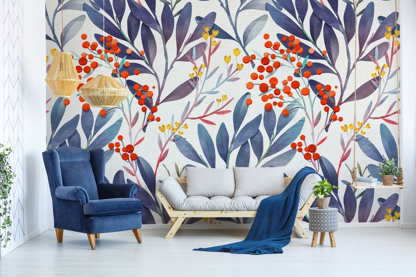 Twigs and Leaves Wallpaper Mural