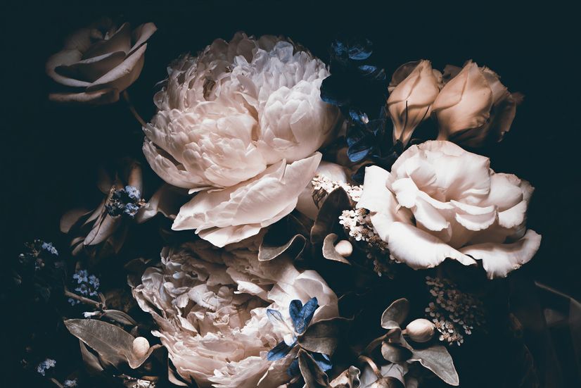 Dark Floral Peony Bouquet Wallpaper Mural