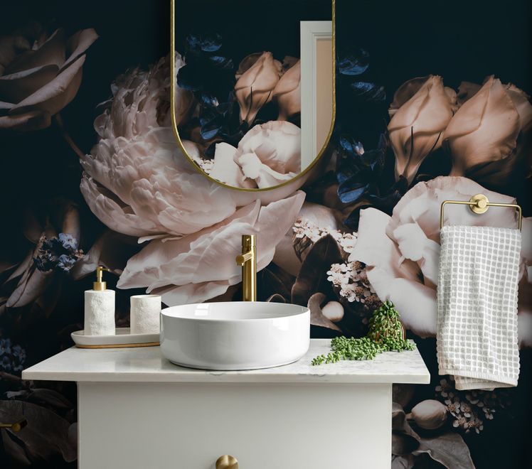 Dark Floral Peony Bouquet Wallpaper Mural