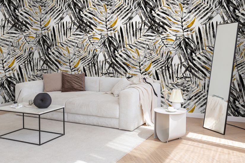 Watercolor Palm Leaf Pattern Wallpaper Mural