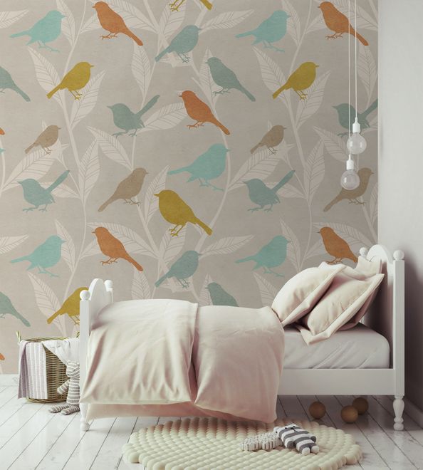 Colorful Europian Birds Wallpaper Mural