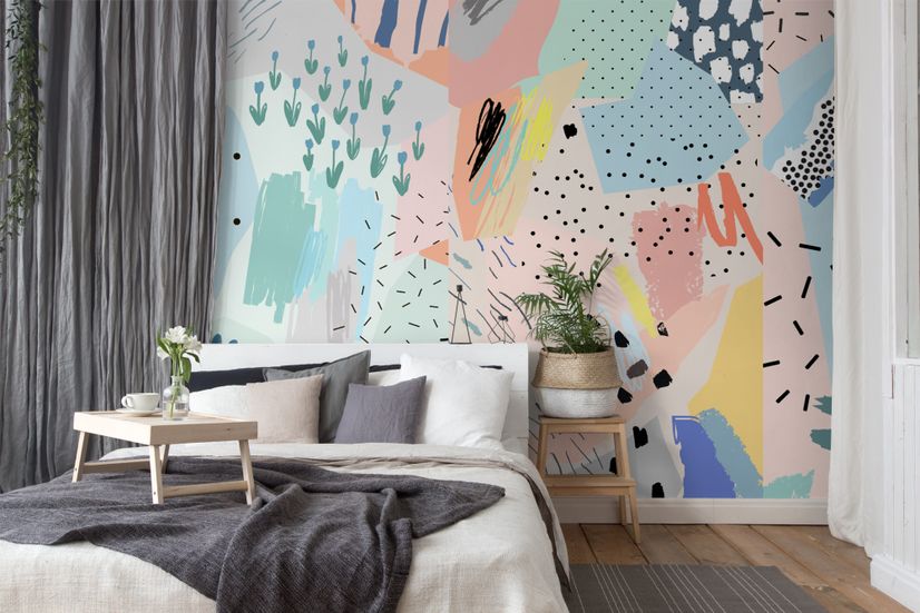 Colorful Abstract Geometric Kids Art Wallpaper Mural