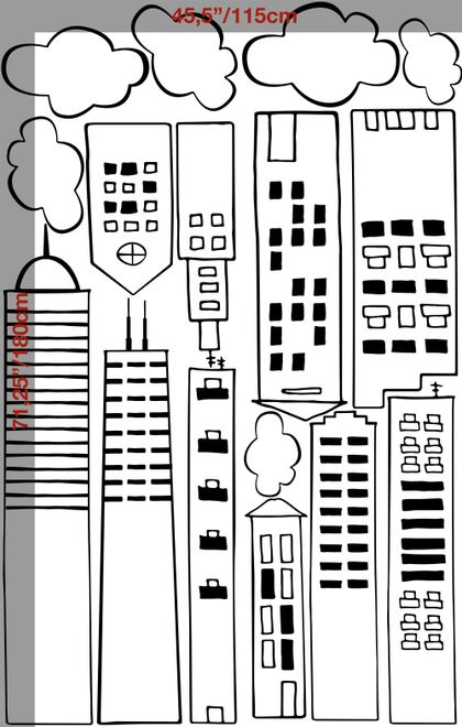 Kids Cute Black City Wall Decal Sticker