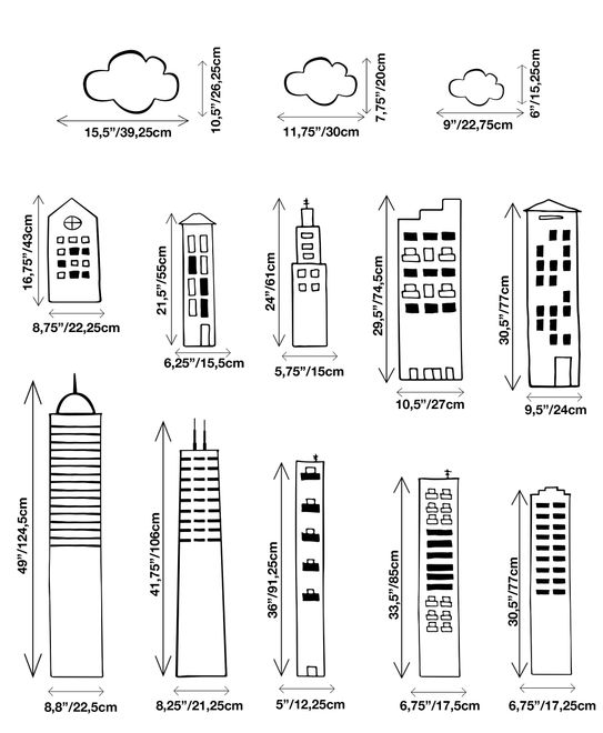 Kids Cute Black City Wall Decal Sticker