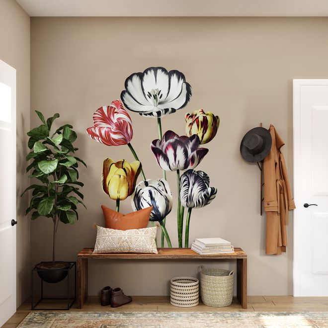 3D Dutch Floral Colorful Tulips Wall Decal Sticker