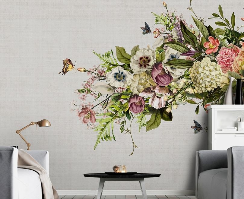 Vintage Hydrangea Floral Wallpaper Mural