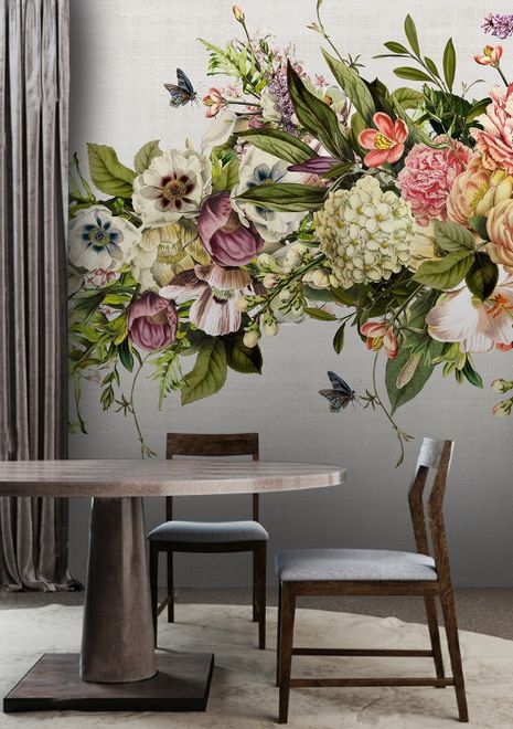 Vintage Hydrangea Floral Wallpaper Mural