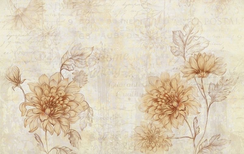 Vintage Dahlia Flower Wallpaper Mural