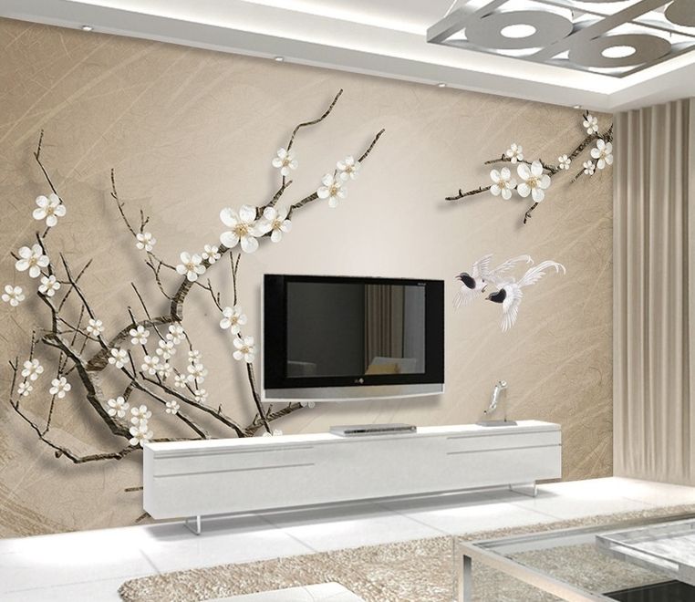 Vintage Floral Plum Blossom Wallpaper Mural