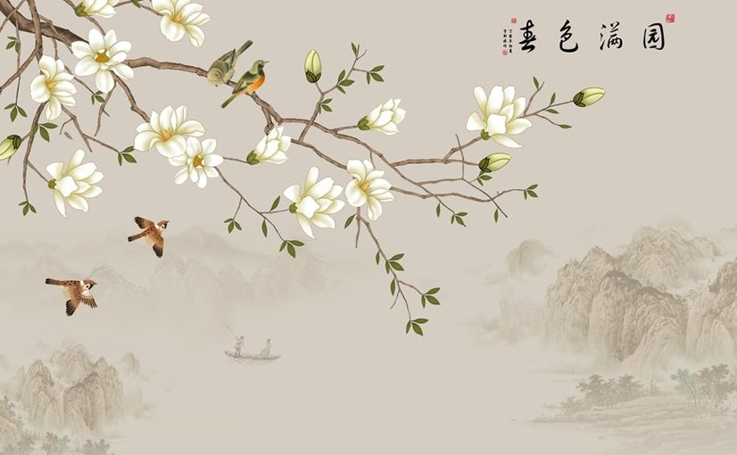 Vintage Plum Blossom Floral Wallpaper Mural