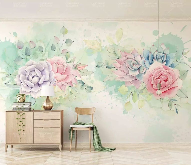 Watercolor Soft Floral Wallpaper Mural