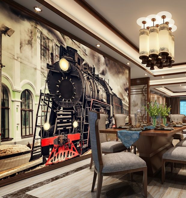 Vintage Train Wagon Railway Wallpaper Mural