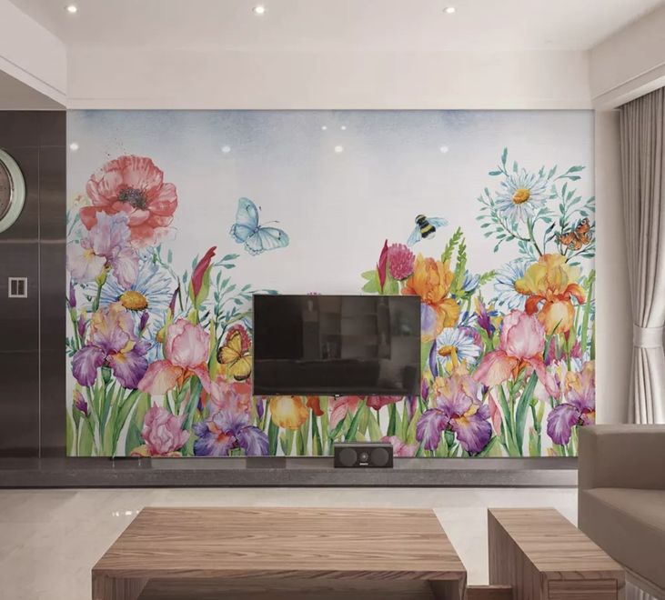 Watercolor Garden Floral Wallpaper Mural