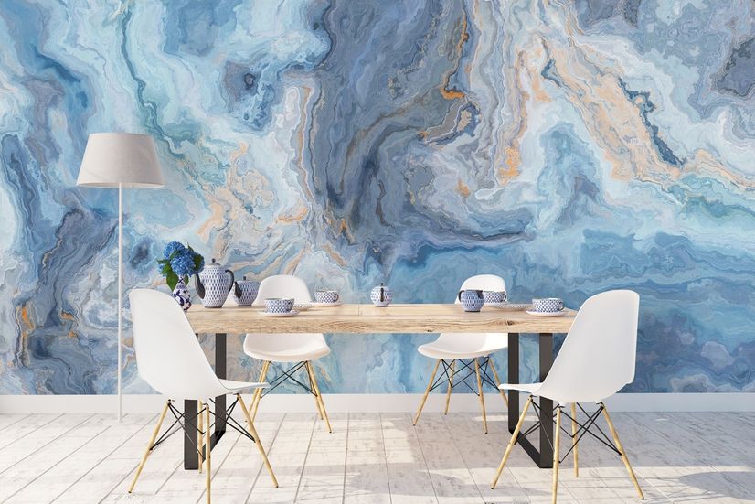 Turquoise Wave Pattern Wallpaper Mural