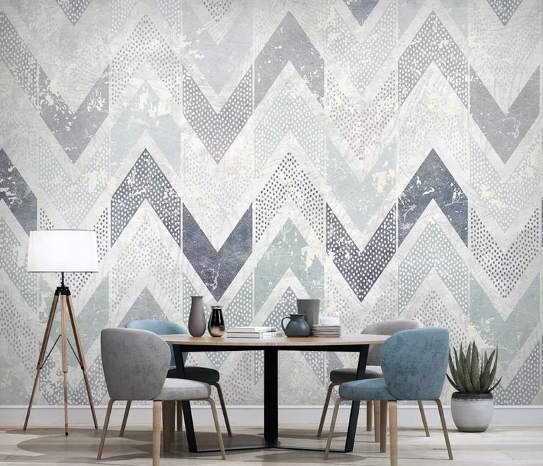 Zigzag Pattern with Dot Work Wallpaper Mural