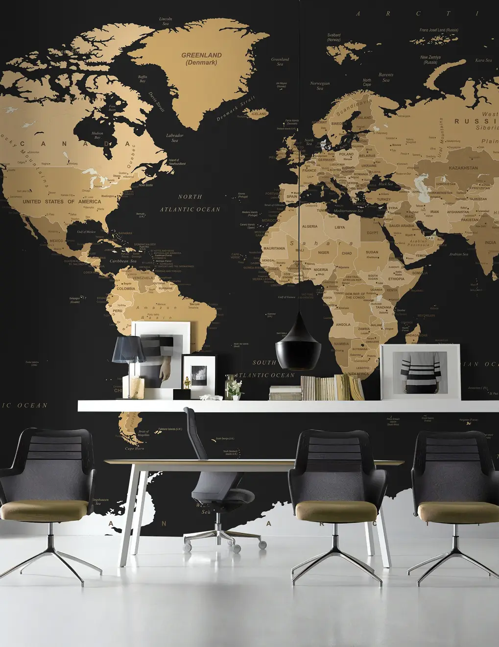 Black Political World Map Wallpaper